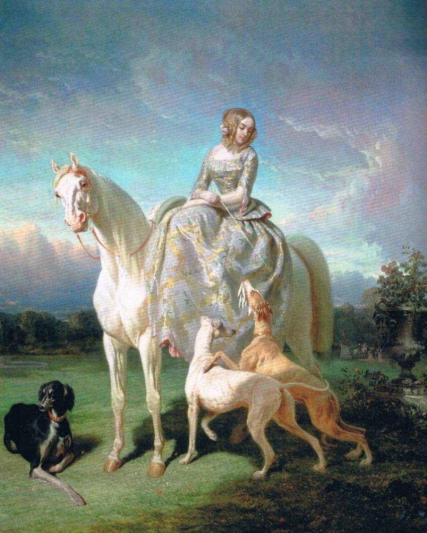 Картина наездница. Alfred de Dreux (French, 1810-1860).